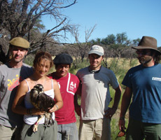 Students and research team in La Pampa, Argentina with Crowned Eagle